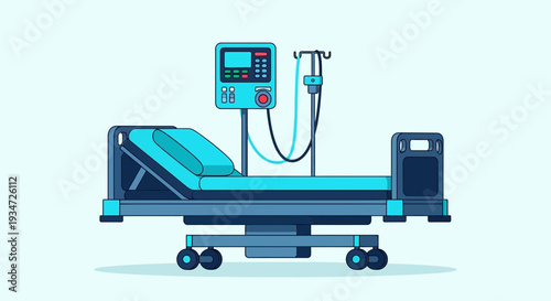 Hospital Bed With Medical Equipment, Illustrating Healthcare and Modern Treatment