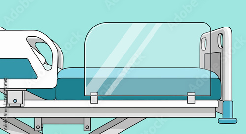 Hospital Bed With Protective Barrier Illustration In Minimalist Cartoon Style