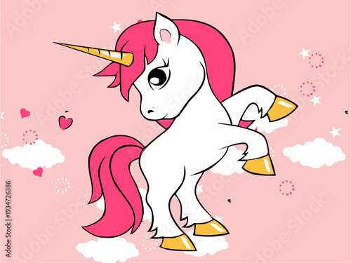 Cute magic unicorn seamless pattern for baby girl clothing and nursery textile design