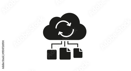 Konstfotografi Cloud storage sync icon symbol.