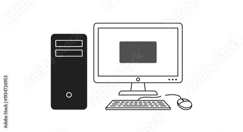 Computer desktop with monitor and keyboard.