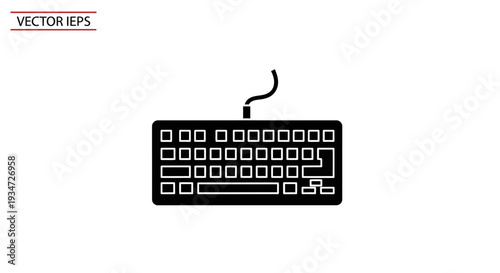Computer keyboard with cable attached.