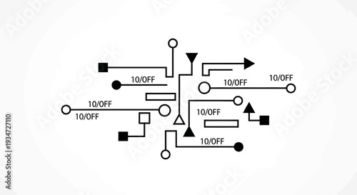 Electronic circuit diagram with symbols.