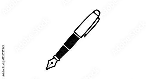 Fountain pen with black ink nib.