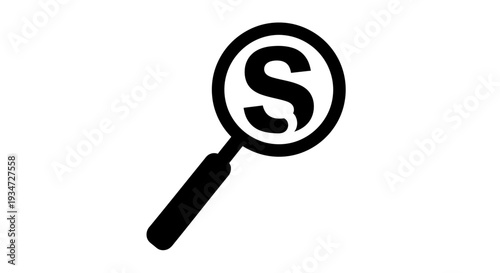 Magnifying glass with letter S.