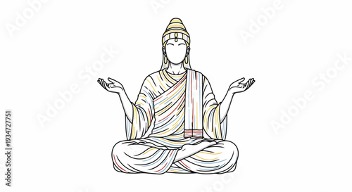 Meditating Buddha Figure in Lotus Position with Outstretched Arms