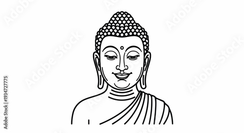 Buddha Face Close Up Line Art