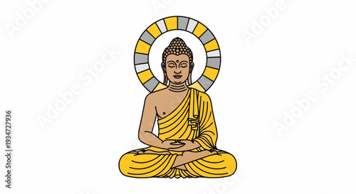 Buddha Seated In Meditation With Radiant Halo