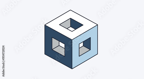 Three dimensional cube with holes.