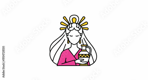 Mythological Woman Holding Ancient Amphora