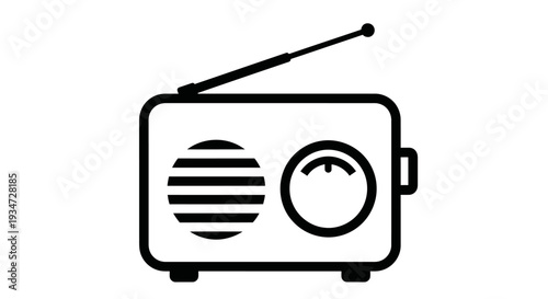 Vintage black and white radio.