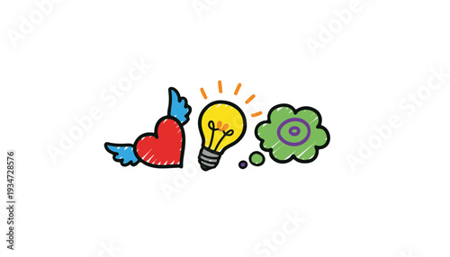 Heart Lightbulb Flower Video Call Screen Icons for Romantic Communication Relationship Wellness and Mother's Day