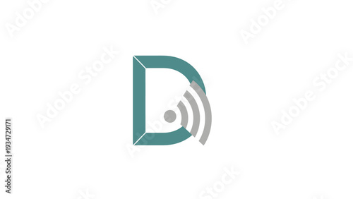 Letter D Wi-Fi Signal Logo Design Concept