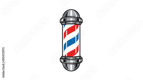 Vintage barber pole with red, white, and blue stripes