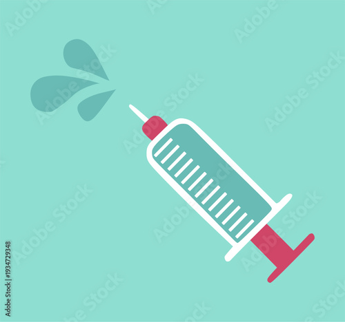 Vaccine vector illustration with syringe and bottle for healthcare and medical immunization design