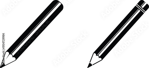 Two black pencils with white tips on a plain white background