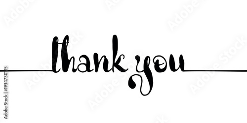 VECTOR Thank you hand drawn inscription with lines. Calligraphic inscription, vector illustration.