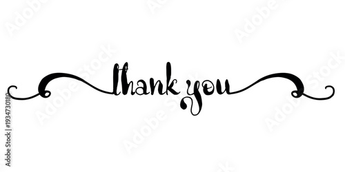VECTOR Thank you hand drawn inscription with lines. Calligraphic inscription, vector illustration.