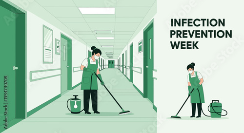 Hospital Cleanliness and Germ Defense: Illustration of Infection Prevention Week
