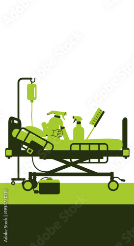 Hospital Cleanliness Concept: Abstract Illustration of Sanitization in a Medical Environment