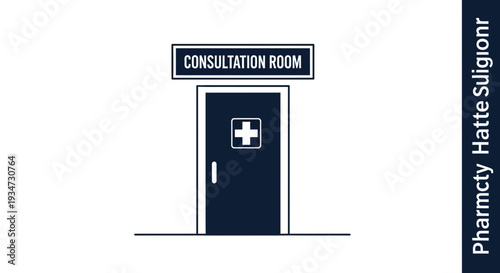 Hospital Consultation Room Illustration, Medical Doorway Sign, Healthcare Appointment Symbol