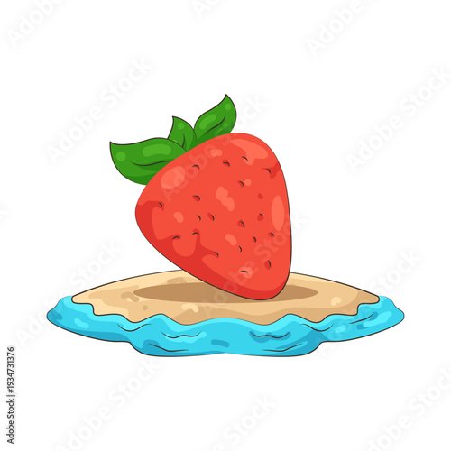 Illustration of Strawberry on a Tropical Island