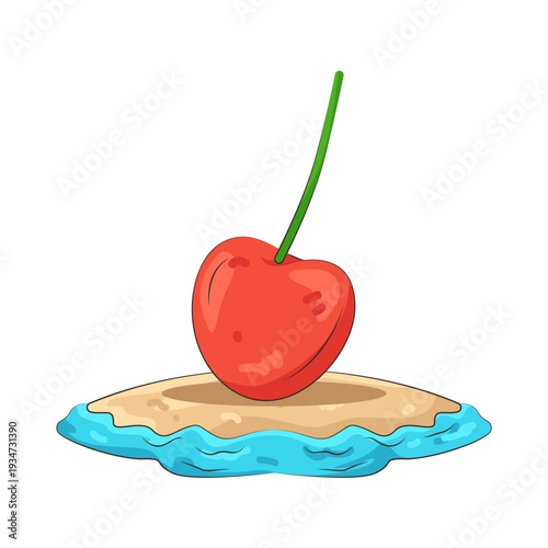Illustration of Cherry on a Tropical Island