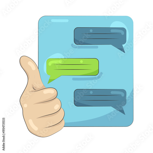Illustration of Thumbs Up With Chat Bubbles