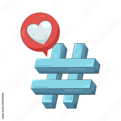 Illustration of Hashtag With Heart 
