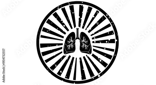 Abstract Human Lungs Organ in Circular Burst Design, Symbolizing Respiratory Health on Isolated White Background