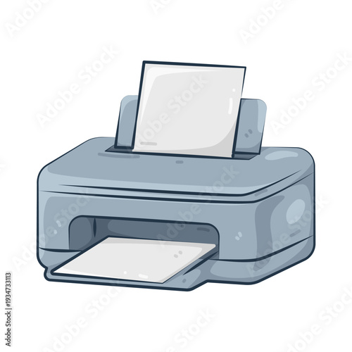 Illustration of Printer with Paper