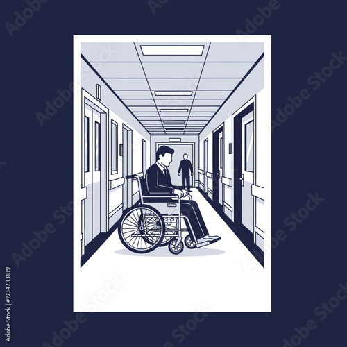 Hospital Hallway: A Patient's Journey, Perspective and Medical Facility Illustration