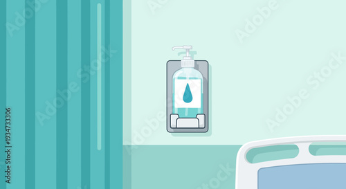 Hospital Hygiene And Cleanliness Emphasized Through Sanitizer Dispenser Illustration