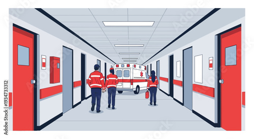 Hospital Emergency Response: Medical Personnel Assist In Ambulance Arrival For Rescue