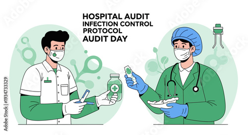 Hospital Hygiene And Infection Control Awareness Medical Protocols Concept Illustration