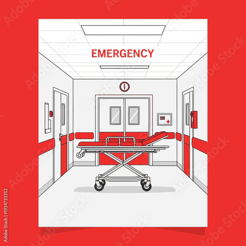 Hospital Emergency Room Illustration Depicting Medical Equipment and Healthcare Environment