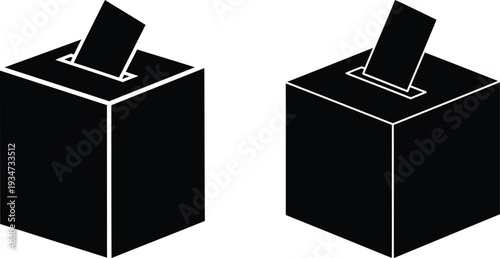 black ballot boxes with white outlines on a plain white background