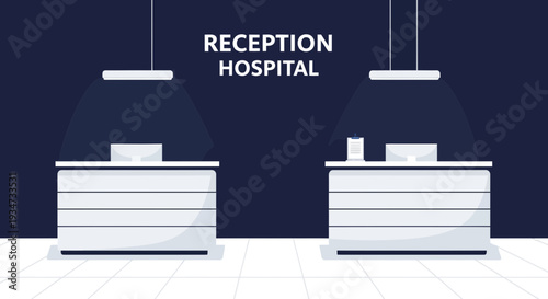 Hospital Entrance Illustration Depicting Front Desk And Modern Reception Area Design