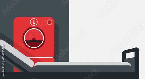 Hospital Equipment And Patient Bed In Abstract Minimalist Style Healthcare Illustration