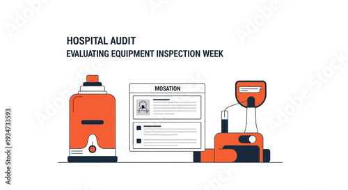 Hospital Equipment Evaluation Inspection Depicting Healthcare Maintenance Procedures Illustrated