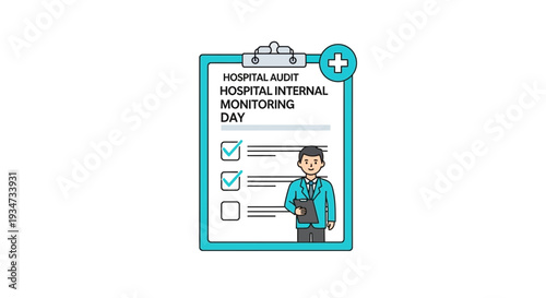 Hospital Internal Monitoring Audit And Review Illustrated On Clipboard With Medical Professional