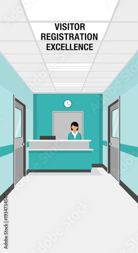 Hospital Reception Design Depicting Visitor Registration Procedures and Exemplary Efficiency