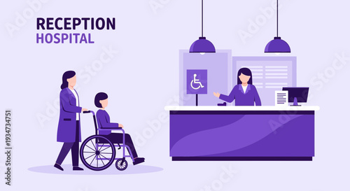 Hospital Reception Illustration Depicting Patient Care And Accessibility For All People