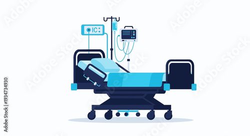 Hospital Room Bed Depicts Intensive Care Unit Equipment And Patient Treatment