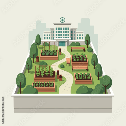 Hospital Rooftop Garden Illustrates Sustainable Urban Farming and Community Wellness