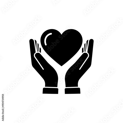Heart shaped symbol held gently in human hands love care romance valentine concept illustration icon design