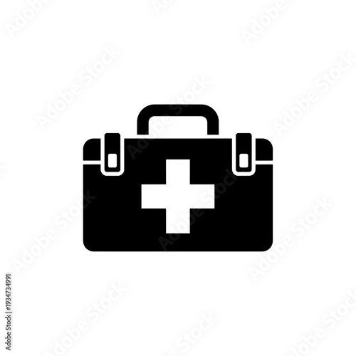 First aid medical kit box briefcase style icon illustration design for travel and business medical aid set case bag concept
