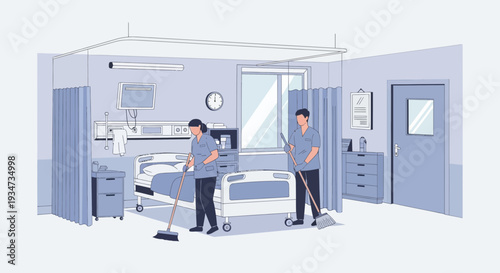 Hospital Room Cleaning: Healthcare Workers Maintaining a Sterile And Safe Environment