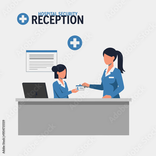 Hospital Reception Staff Interacting in a Clean and Professional Modern Healthcare Setting