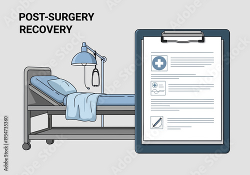 Hospital Room Depicting Postoperative Care And Medical Documents For Patient Recovery